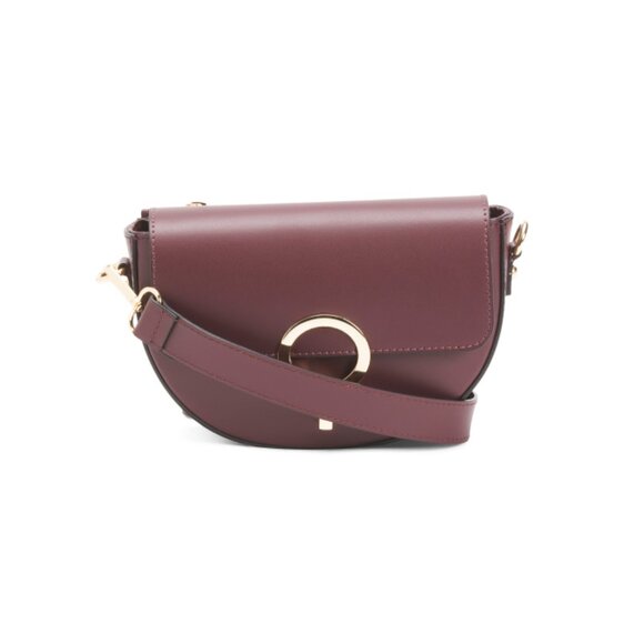 CHEVAL Bordo Made In Italy Leather Saddle Ring Closure Crossbody - Picture 1 of 2